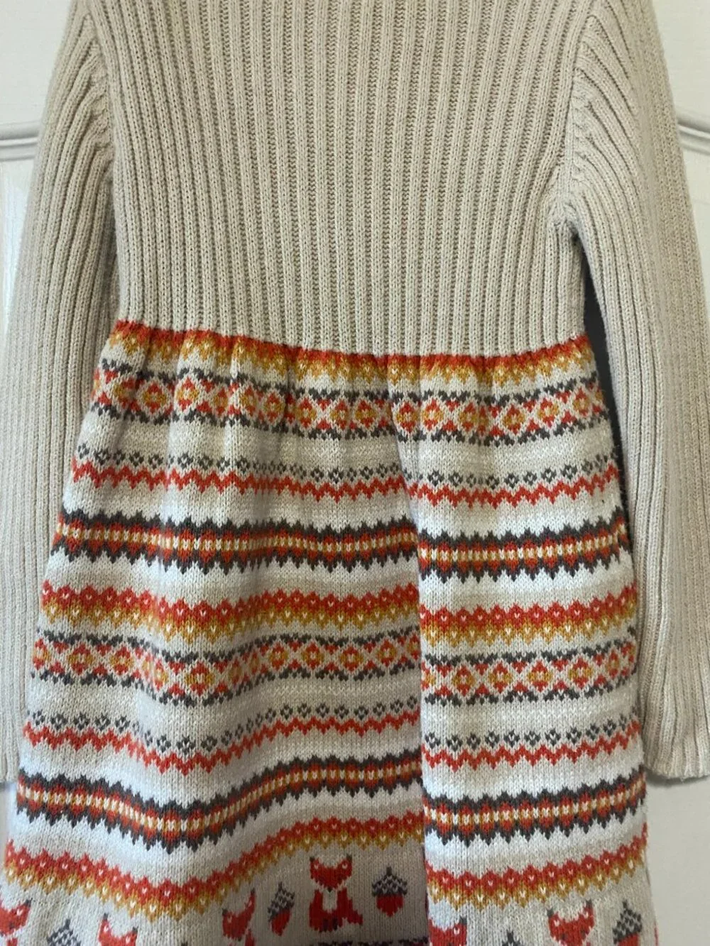 Aspen Kids Girl Novelty Fox Fair Isle Autumn Knit Sweater Dress 4T